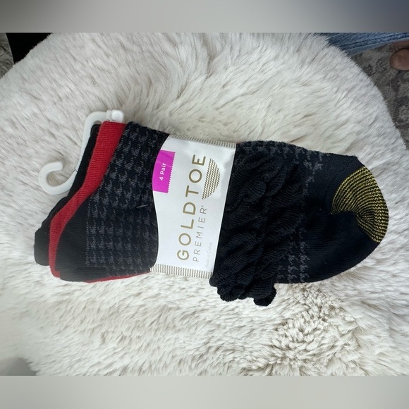 NWT - Gold Toe crew sock HOUNDSTOOTH STRIPE FASHION 4 Pair - Picture 1 of 4